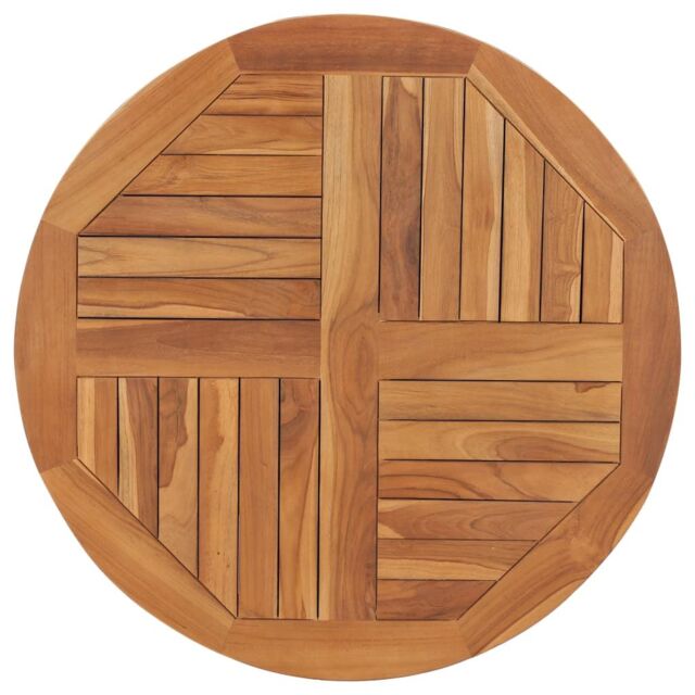 Berkfield Home Table Top Solid Teak Wood Round 2.5 cm 80 cm in Brown - image 1