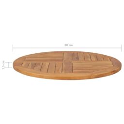 Berkfield Home Table Top Solid Teak Wood Round 2.5 cm 80 cm in Brown - thumbnail 6