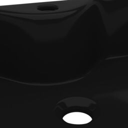 Berkfield Home Ceramic Bathroom Sink Basin with Faucet Hole Black Square - thumbnail 6