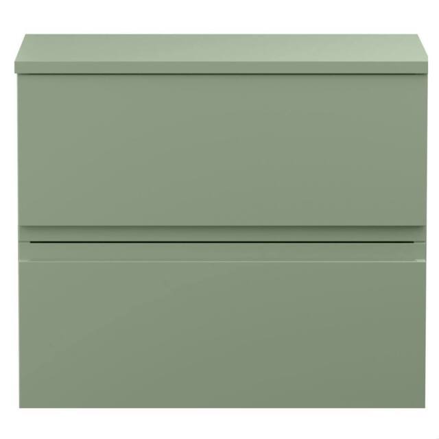 Balterley Mavesyn 2 Drawer Wall Hung Vanity Unit, Satin Green, 600mm in Green - image 1