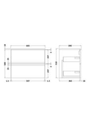 Balterley Mavesyn 2 Drawer Wall Hung Vanity Unit, Satin Green, 600mm in Green - thumbnail 2