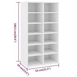 Berkfield Home Shoe Rack White 54x34x100.5 cm Engineered Wood - thumbnail 6
