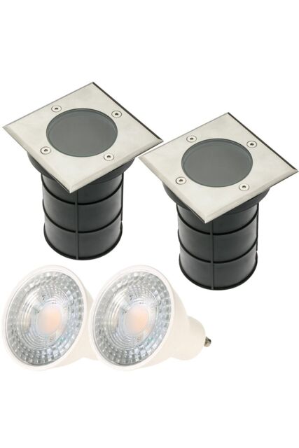 CGC Lighting 'Bridget' Two Square Large With Bulbs Stainless Steel Inground Or Decking Lights in Silver - image 1