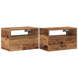 Berkfield Home Wall-mounted Bedside Cabinets 2 pcs Old Wood 45x26x28.5 cm in Brown - thumbnail 1