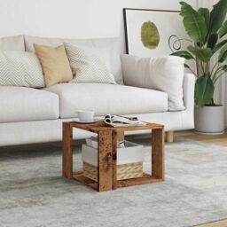 Berkfield Home Coffee Table Old Wood 40x40x30 cm Engineered Wood in Brown - Size: 40 x 40 x 30 cm - thumbnail 3