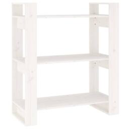 Berkfield Home Book Cabinet/Room Divider White 80x35x91 cm Solid Wood Pine - Size: 80 x 35 x 91 cm - thumbnail 1
