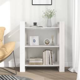 Berkfield Home Book Cabinet/Room Divider White 80x35x91 cm Solid Wood Pine - Size: 80 x 35 x 91 cm - thumbnail 3