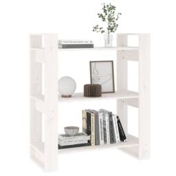 Berkfield Home Book Cabinet/Room Divider White 80x35x91 cm Solid Wood Pine - Size: 80 x 35 x 91 cm - thumbnail 4
