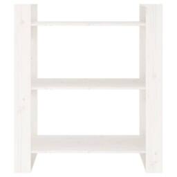 Berkfield Home Book Cabinet/Room Divider White 80x35x91 cm Solid Wood Pine - Size: 80 x 35 x 91 cm - thumbnail 5
