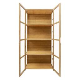 KORVIXA Log‑Color 4‑Tier Bamboo Display Case Figure Model Storage Cabinet in Brown - Size: 100 cm x 100 cm - thumbnail 1