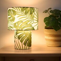 K LIVING Kobe Green Leaves Printed Velvet Table Lamp - thumbnail 2