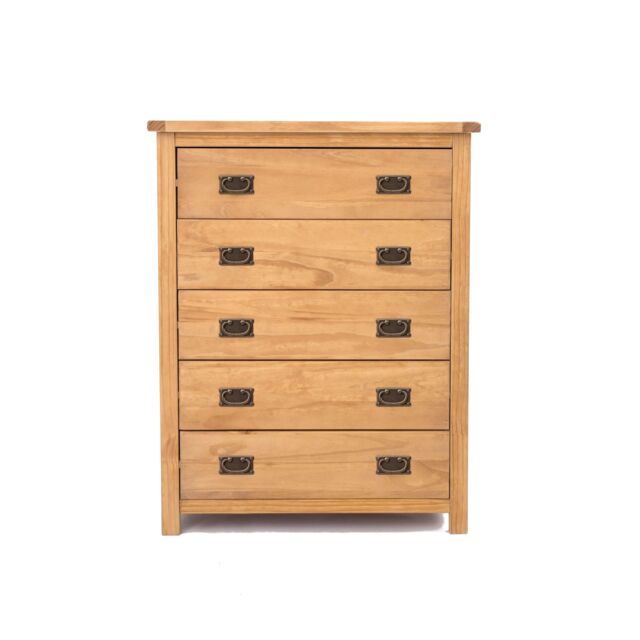 Cabinet Bits Lugo 5 Drawer Chest of Drawers Bras Drop Handle in Light Brown - image 1