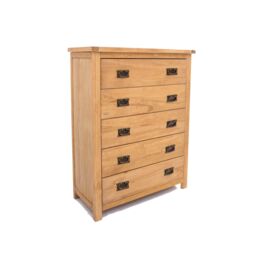 Cabinet Bits Lugo 5 Drawer Chest of Drawers Bras Drop Handle in Light Brown - thumbnail 2