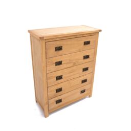 Cabinet Bits Lugo 5 Drawer Chest of Drawers Bras Drop Handle in Light Brown - thumbnail 3