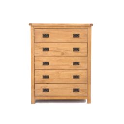 Cabinet Bits Lugo 5 Drawer Chest of Drawers Bras Drop Handle in Light Brown - thumbnail 1