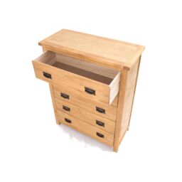 Cabinet Bits Lugo 5 Drawer Chest of Drawers Bras Drop Handle in Light Brown - thumbnail 4