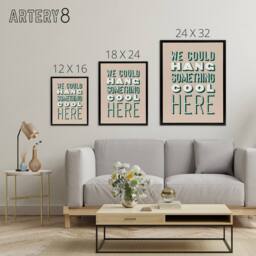 "Artery8 We Could Hang Something Cool Here Beige Funny Framed Canvas Art Print - Size: W12"" x H16""" - thumbnail 4