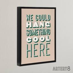 "Artery8 We Could Hang Something Cool Here Beige Funny Framed Canvas Art Print - Size: W12"" x H16""" - thumbnail 2