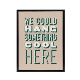 "Artery8 We Could Hang Something Cool Here Beige Funny Framed Canvas Art Print - Size: W12"" x H16""" - thumbnail 1