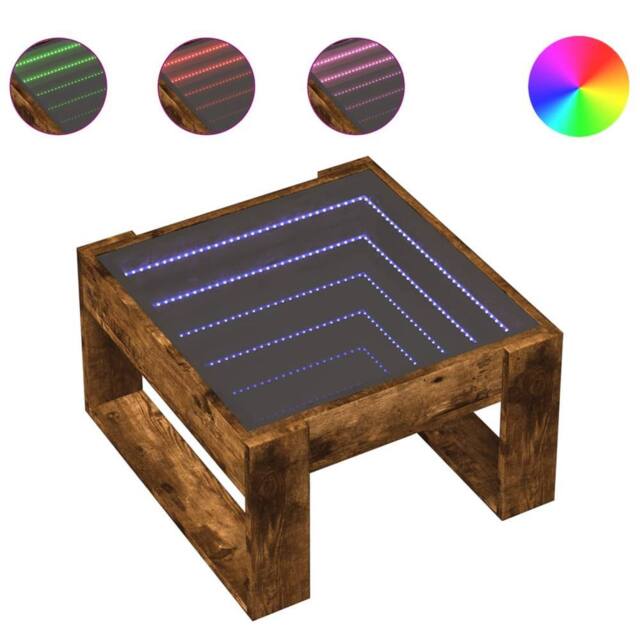 Berkfield Home Coffee Table with Infinity LED Smoked Oak 50x53x30 cm in Brown - Size: 50 x 53 x 30 cm - image 1