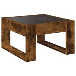 Berkfield Home Coffee Table with Infinity LED Smoked Oak 50x53x30 cm in Brown - Size: 50 x 53 x 30 cm - thumbnail 8