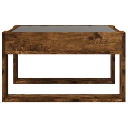 Berkfield Home Coffee Table with Infinity LED Smoked Oak 50x53x30 cm in Brown - Size: 50 x 53 x 30 cm - thumbnail 6