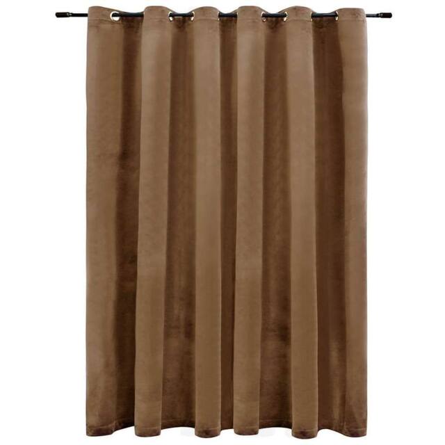 Berkfield Home Blackout Curtain with Metal Rings Velvet Beige 290x245 cm - image 1