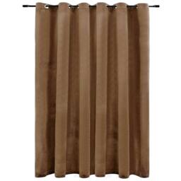 Berkfield Home Blackout Curtain with Metal Rings Velvet Beige 290x245 cm - thumbnail 1
