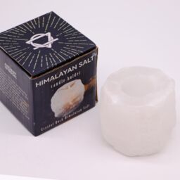 KDMD Crystal Rock Himalayan Salt Candle Holder 600-800g in White - thumbnail 2