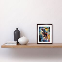 "Artery8 Wall Art Print Parkour Paint Splat Portrait Jump Action Shot Artwork Framed 9X7 Inch in Brown - Size: W7"" x H9""" - thumbnail 2