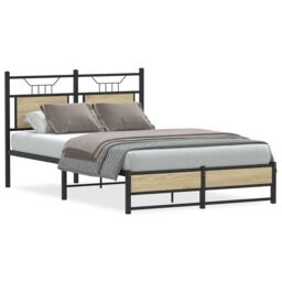 Berkfield Home Bed Frame without Mattress Sonoma Oak 120x200 cm Engineered Wood in Brown - Size: Small Double - thumbnail 1
