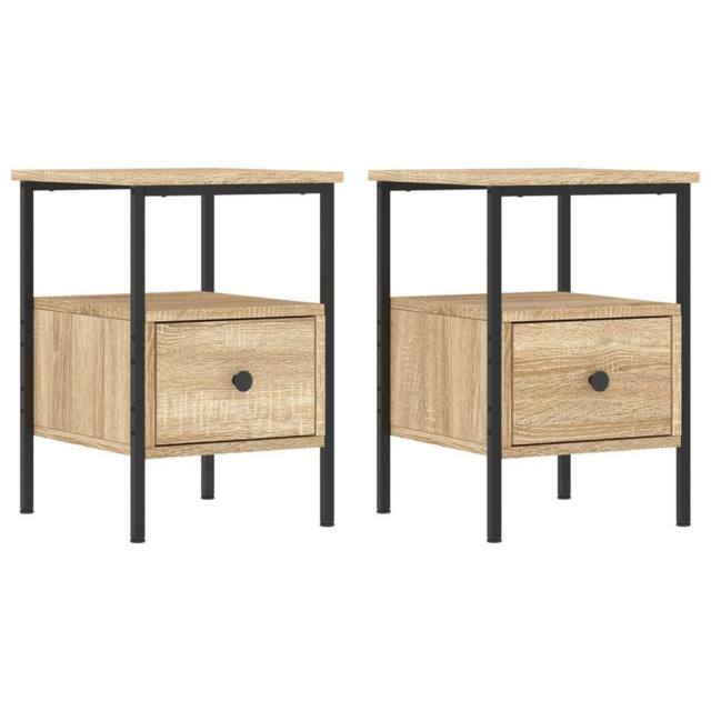 Berkfield Home Bedside Cabinets 2 pcs Sonoma Oak 34x36x50 cm Engineered Wood in Brown - Size: 34 x 36 x 50 cm - image 1