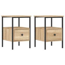 Berkfield Home Bedside Cabinets 2 pcs Sonoma Oak 34x36x50 cm Engineered Wood in Brown - Size: 34 x 36 x 50 cm - thumbnail 1