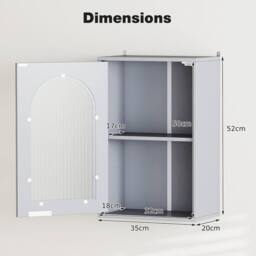 Costway Wall Cabinet Bathroom Cabinet Wooden Medicine Cabinet w/Glass Door in Grey - thumbnail 2