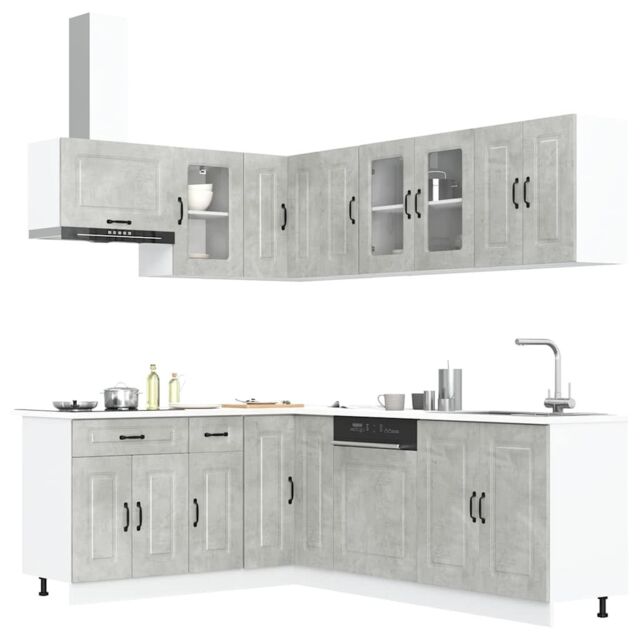 Berkfield Home 11 Piece Kitchen Cabinet Set Kalmar Concrete Grey Engineered Wood - image 1