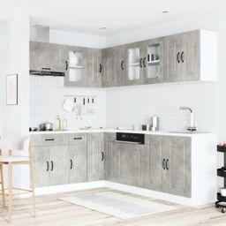 Berkfield Home 11 Piece Kitchen Cabinet Set Kalmar Concrete Grey Engineered Wood - thumbnail 3