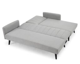 Home Detail Clinton L-Shaped Fabric Sofa Bed With Ribbed fabric Detail & Chaise Section & Black Legs in Light Grey - thumbnail 3