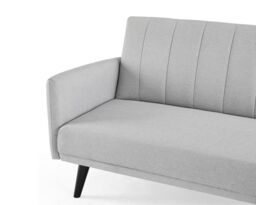 Home Detail Clinton L-Shaped Fabric Sofa Bed With Ribbed fabric Detail & Chaise Section & Black Legs in Light Grey - thumbnail 2