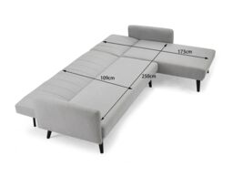 Home Detail Clinton L-Shaped Fabric Sofa Bed With Ribbed fabric Detail & Chaise Section & Black Legs in Light Grey - thumbnail 6