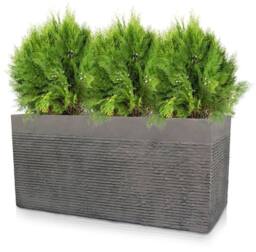 Primrose L80cm Large Light Grey Terracotta Fibre Brick Design Trough Planter - thumbnail 2