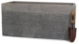 Primrose L80cm Large Light Grey Terracotta Fibre Brick Design Trough Planter - thumbnail 4