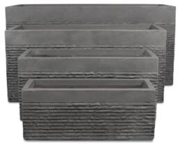Primrose L80cm Large Light Grey Terracotta Fibre Brick Design Trough Planter - thumbnail 5