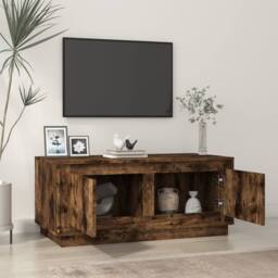 Berkfield Home Coffee Table Smoked Oak 102x50x44 cm Engineered Wood in Brown - Size: 102 x 50 x 44 cm - thumbnail 3