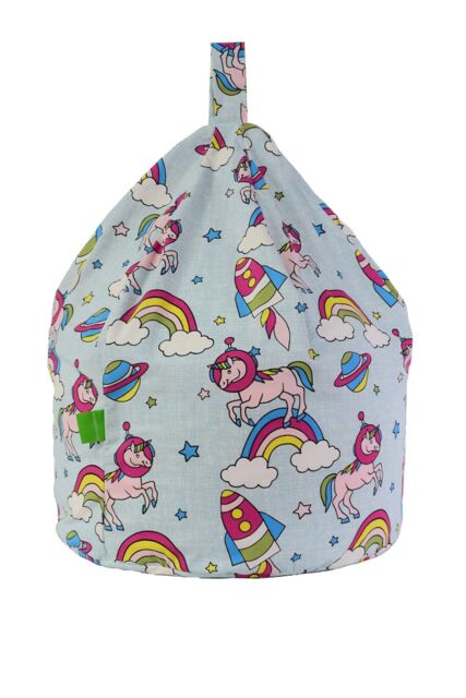 Bean Lazy Women's Cotton Pastel Rainbow Space Unicorn Bean Bag Child Size in Light Blue - Size: Small - image 1
