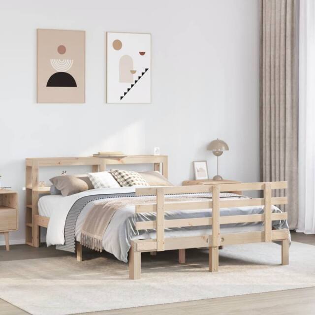 Berkfield Home Bed Frame with Headboard without Mattress 140x190 cm in Brown - image 1