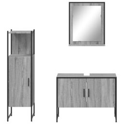 Berkfield Home 3 Piece Bathroom Cabinet Set Grey Sonoma Engineered Wood - thumbnail 6