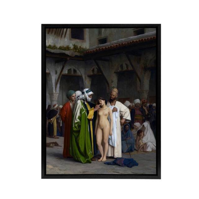"Artery8 Jean Leon Gerome Slave Market Framed Canvas Wall Art Print - Size: W12"" x H16""" - image 1