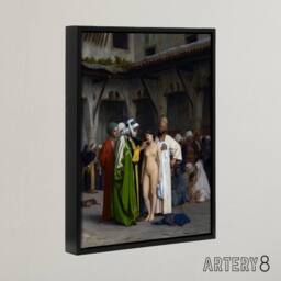 "Artery8 Jean Leon Gerome Slave Market Framed Canvas Wall Art Print - Size: W12"" x H16""" - thumbnail 2
