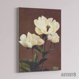 "Artery8 White Herbaceous Peony Flowers Canvas Wall Art Print Kazumasa in Red - Size: W18"" x H24""" - thumbnail 2