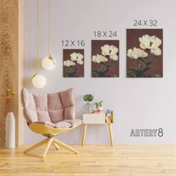 "Artery8 White Herbaceous Peony Flowers Canvas Wall Art Print Kazumasa in Red - Size: W18"" x H24""" - thumbnail 4